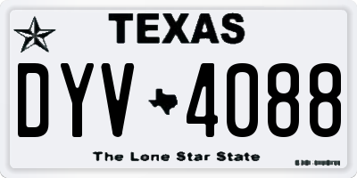 TX license plate DYV4088