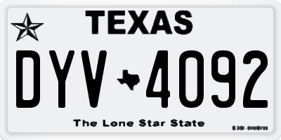 TX license plate DYV4092