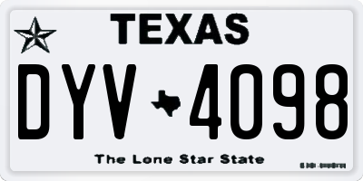 TX license plate DYV4098