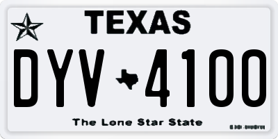 TX license plate DYV4100