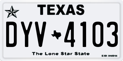 TX license plate DYV4103
