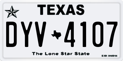 TX license plate DYV4107