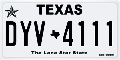 TX license plate DYV4111