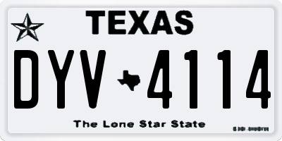 TX license plate DYV4114
