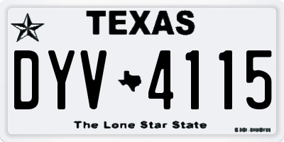 TX license plate DYV4115