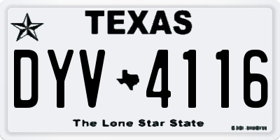 TX license plate DYV4116