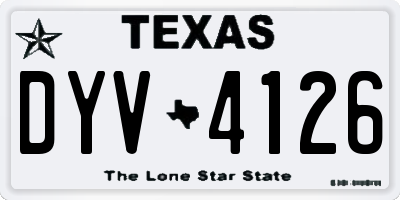TX license plate DYV4126