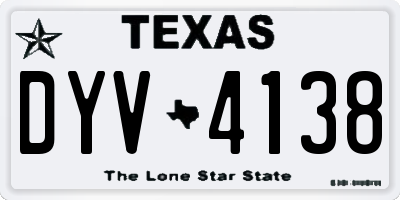 TX license plate DYV4138