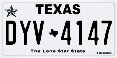 TX license plate DYV4147