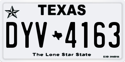 TX license plate DYV4163