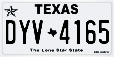 TX license plate DYV4165