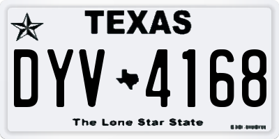 TX license plate DYV4168