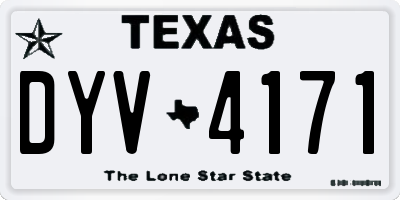TX license plate DYV4171