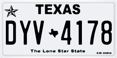 TX license plate DYV4178