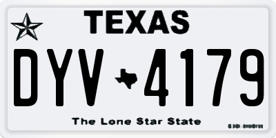 TX license plate DYV4179