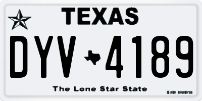 TX license plate DYV4189