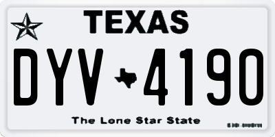 TX license plate DYV4190
