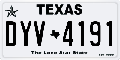 TX license plate DYV4191
