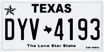 TX license plate DYV4193
