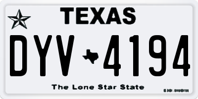 TX license plate DYV4194