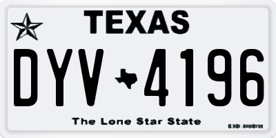 TX license plate DYV4196