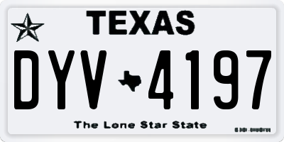TX license plate DYV4197