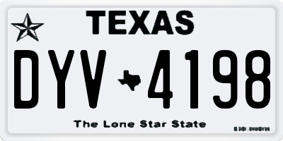 TX license plate DYV4198