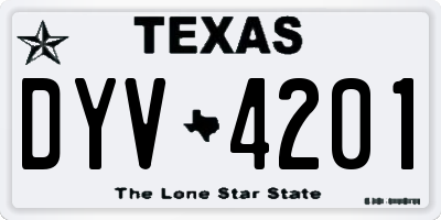TX license plate DYV4201