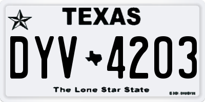 TX license plate DYV4203