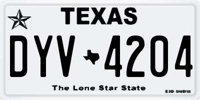 TX license plate DYV4204