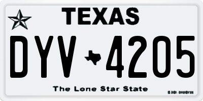 TX license plate DYV4205