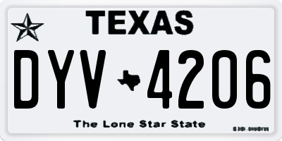 TX license plate DYV4206
