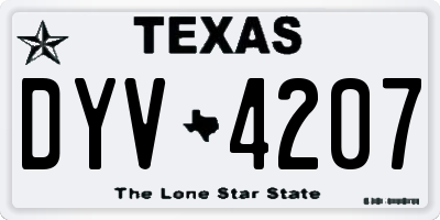 TX license plate DYV4207