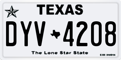 TX license plate DYV4208