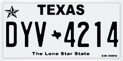 TX license plate DYV4214