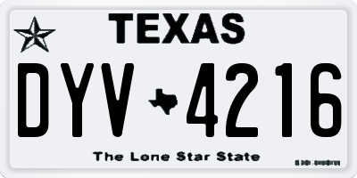 TX license plate DYV4216