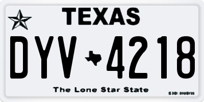 TX license plate DYV4218