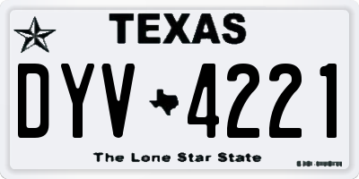 TX license plate DYV4221