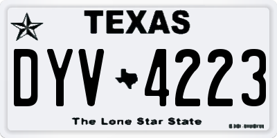 TX license plate DYV4223