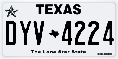 TX license plate DYV4224