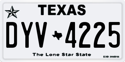 TX license plate DYV4225