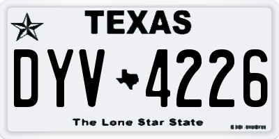 TX license plate DYV4226