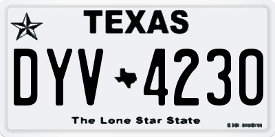 TX license plate DYV4230