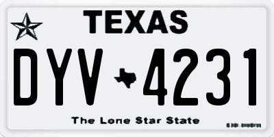 TX license plate DYV4231
