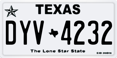 TX license plate DYV4232