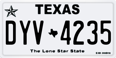 TX license plate DYV4235