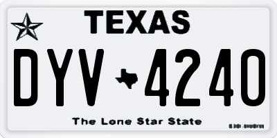 TX license plate DYV4240