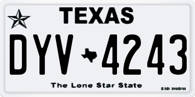 TX license plate DYV4243