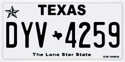 TX license plate DYV4259