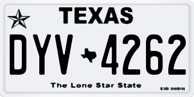 TX license plate DYV4262